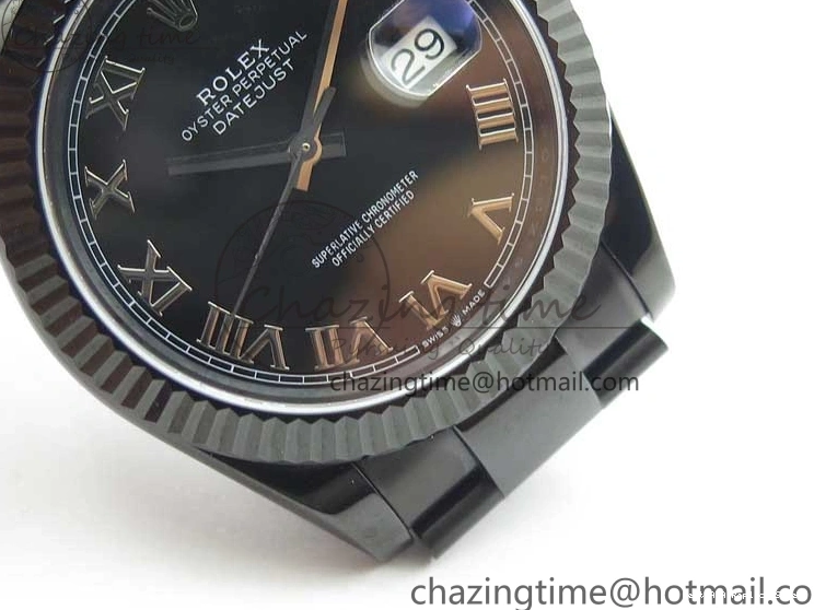 Best AAA Replica Sites Best Edition All DateJust Dial 41 Black Bracelet Markers PVD ModernLook A Roman PVD Oyster Black VRF 2793 on 0119